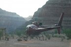 Helicopter landing deep in Grand Canyon